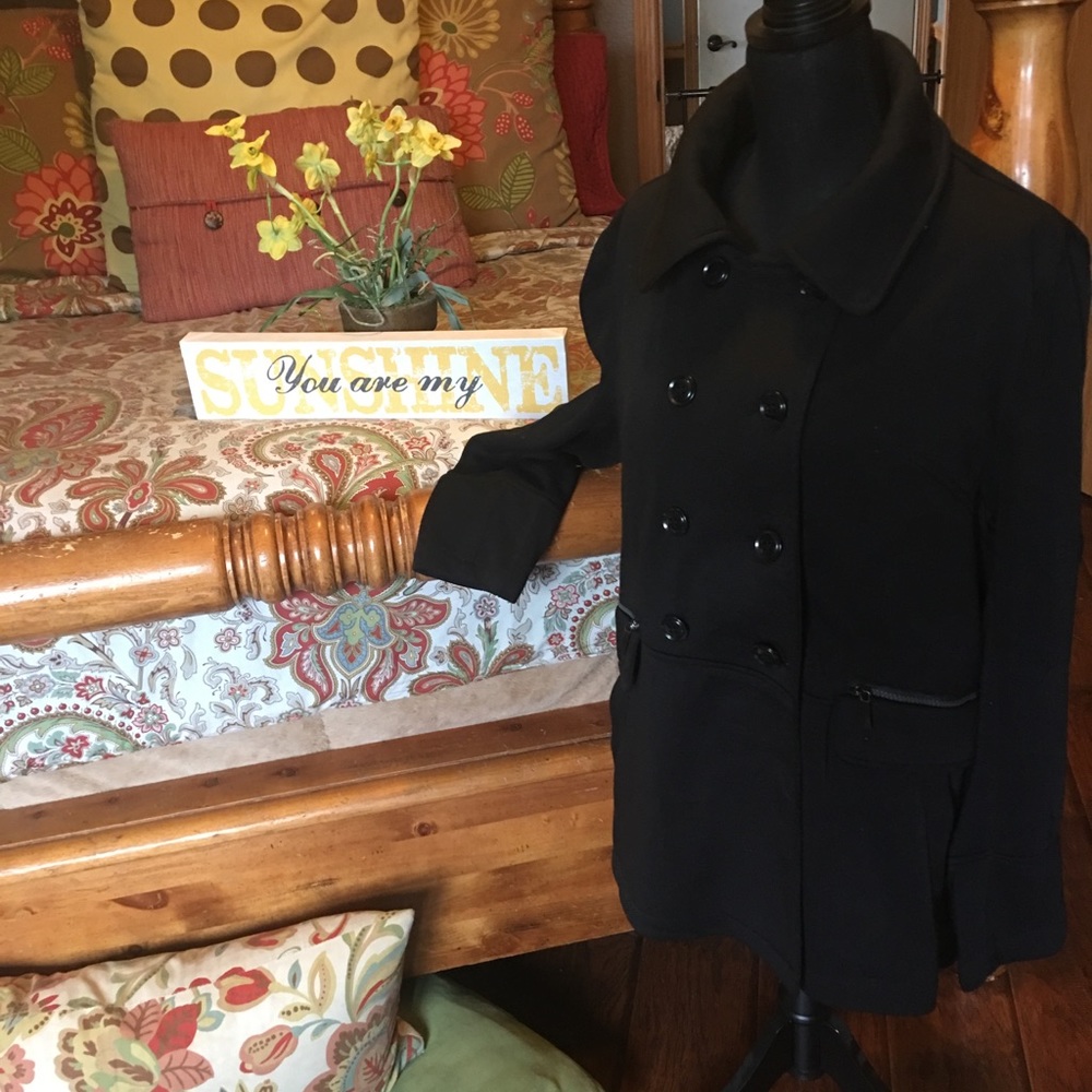 Yoki outerwear collection black pea coat 2x